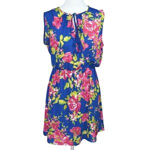 Q&A Size M Women Floral Sleeveless Midi Dress With Rope Tie Neck